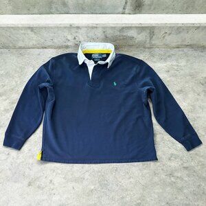 Vintage Polo Ralph Lauren Rugby Long Sleeve Polo Sweatshirt Size XL Navy